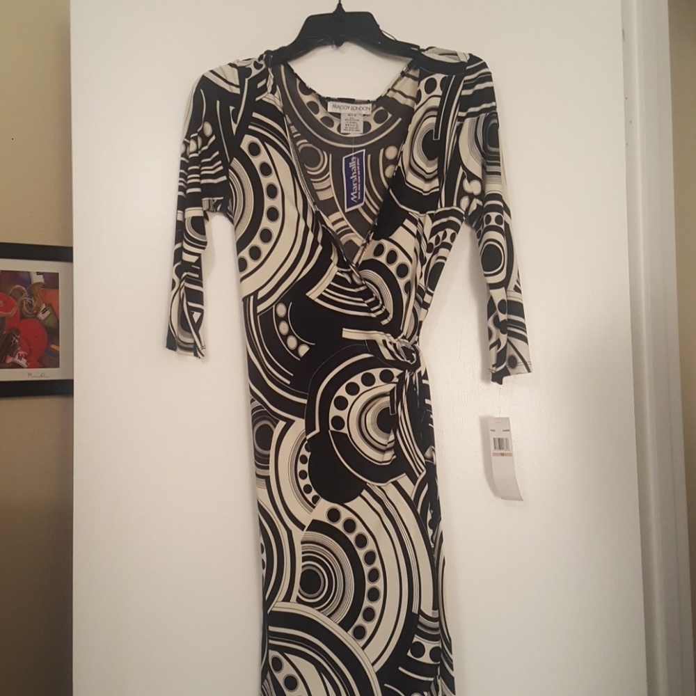 Wrap Dress (cream and black)
